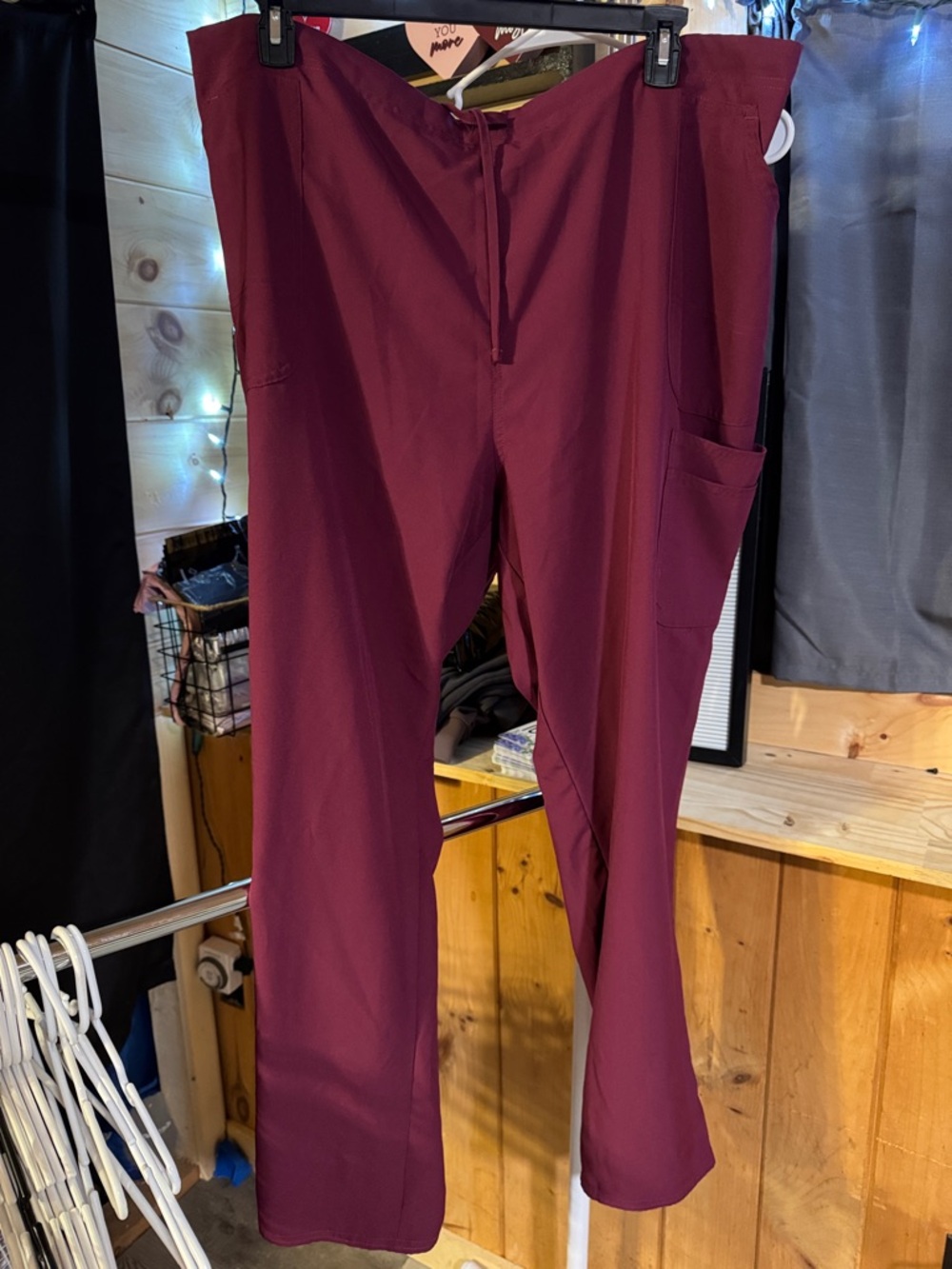 Scrubstar Burgundy Straight-Leg Drawstring Scrub Pants